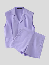 Men's Solid Color Two Pieces Outfit SKUL57805