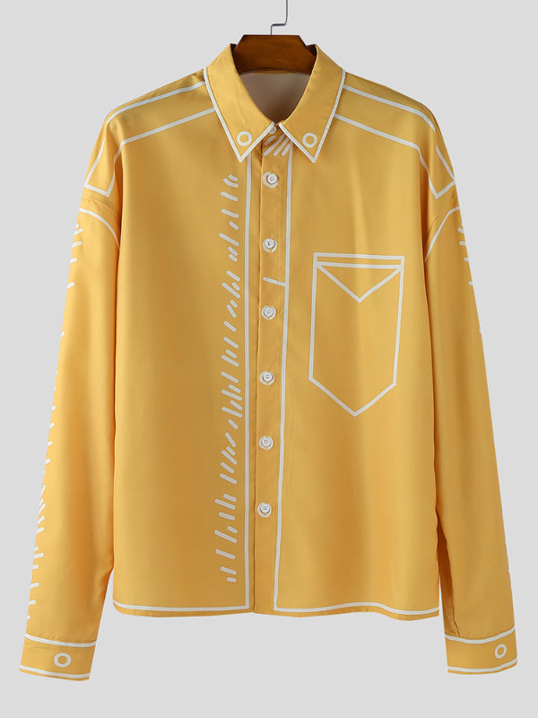 Men's Line Contrast Long Sleeve Shirt SKUL26064