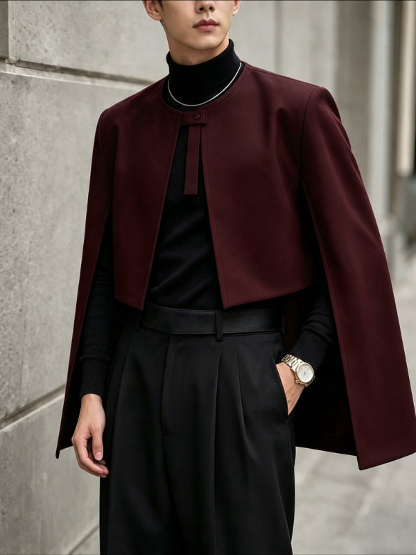 Men's Avant-Garde Aristocratic Cropped Cape Blazer SKUL79659