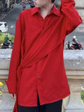 Mens Solid Lapel Casual Long Sleeve Shirt SKUK46459