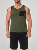 Mens Solid Tank Casual Two Pieces Outfits SKUK51707