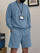 Men's Clean-Fit Minimalist City Walk Half-Zip Stand Collar Two Pieces Outfit SKUL84616