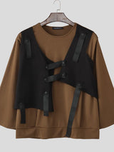 Men's Deconstructed Color Block Patchwork Two Pieces Outfit SKUL45387