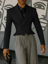 Men's Solid Color Casual Cropped Long Sleeve Blazer SKUL51874