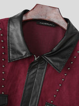 Men's Contrast Color Leather Long Sleeve Jacket SKUL40158