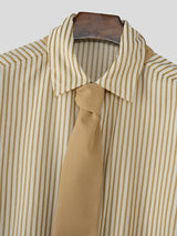 Men's Stripe Tie Long Sleeve Shirt SKUL30528