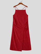 Men's Avant-Garde Genderless Aesthetic Side Slit Spaghetti Strap Long Cami Tank SKUL72499