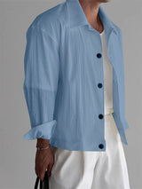 Mens Solid Color Casual Long Sleeve Shirt SKUL06374