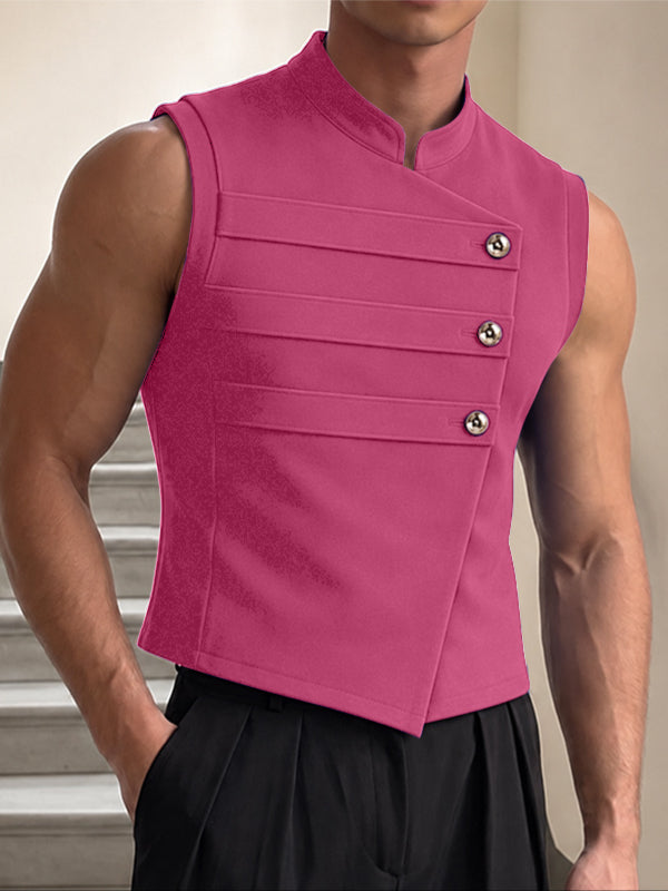 [Pre-order] Men's Victorian Vintage Evening Gala Hussar Pleated Metal Button Asymmetric Waistcoat SKUL88529