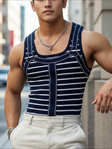 Men's Stripe Knit Casual Tank SKUL47885