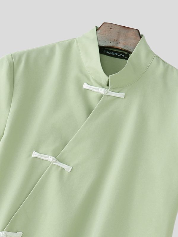 Men's Deconstructed Asymmetric Placket Sleeveless Shirt SKUL58603
