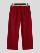 Men's Clean Fit Retro Paisley Streamer Belt Double Pleated Front Full Length Wide Leg Pant SKUL82404