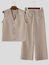 Men's Solid Color Casual Two Pieces Outfit SKUL24989