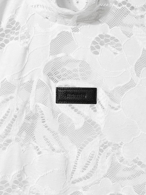 Men's Avant-Garde Semi-Sheer Floral Lace Mock Neck T-shirt SKUL58774