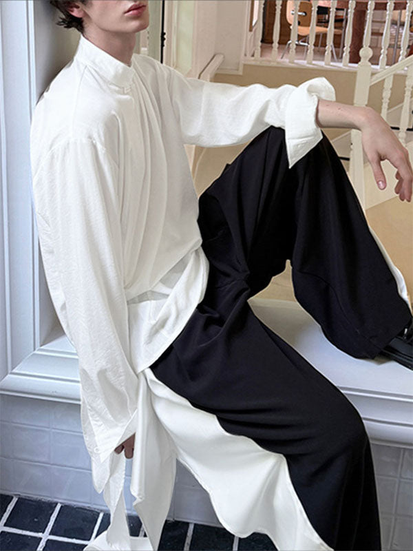 Men's Irregular Hem Long Sleeve Shirt SKUL29558