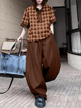 Men's Plaid Hooded Casual Two Pieces Outfit SKUL26989