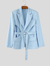 Men's Solid Hollow Out Waist Long Sleeve Casual Blazer SKUL28103