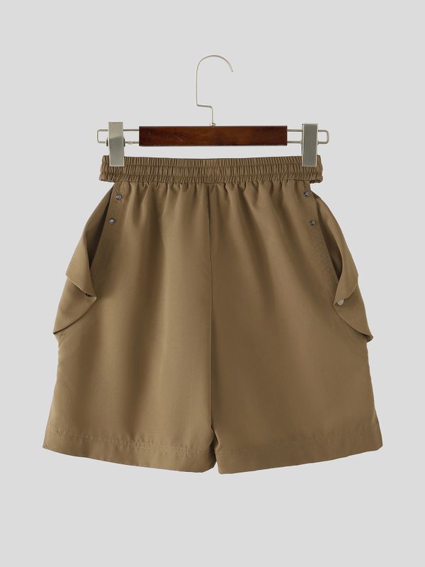 Men's Avant-Garde Side Cutout Snap Button Drawstring Short SKUL70404