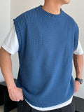 Mens Knit Texture Crew Neck Sleeveless Vest SKUK12395