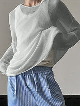 Men's Solid Semi-Sheer Long Sleeve T-Shirt SKUL27283