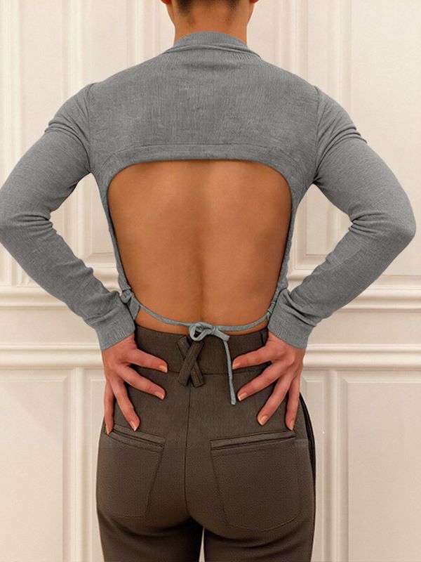 Men's Back Cutout Long Sleeve T-shirt SKUL44012