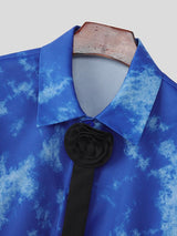 Men's Tie-Dye 3D Floral Design Short Sleeve Shirt SKUL55613