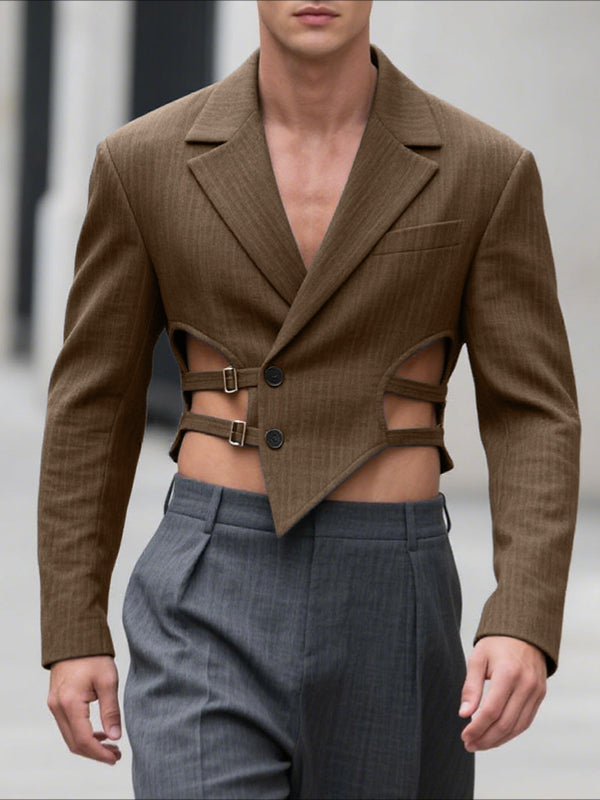 Men's Hollow Cropped Long Sleeve Blazer SKUL30651