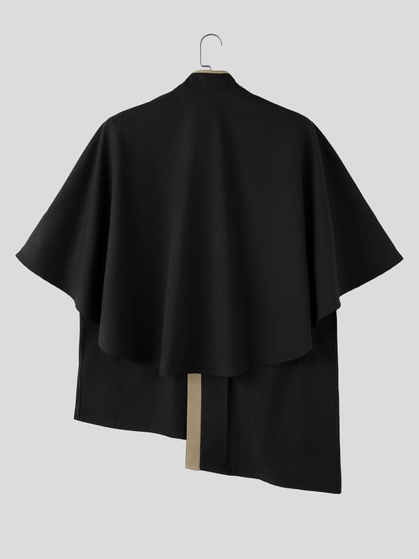 Men's Neo-Chinese Avant-Garde Asymmetrical Hemline Cape Shirt SKUL79043