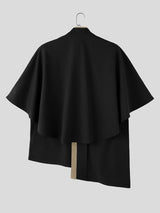 Men's Neo-Chinese Avant-Garde Asymmetrical Hemline Cape Shirt SKUL79043