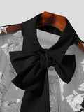 Mens Floral Jacquard Lace Tie Neck Shirt SKUK21525