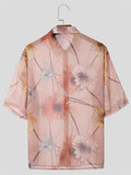 Mens Floral Print Lapel Collar Short Sleeve Shirt SKUK53843