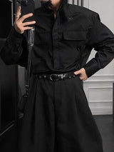 Men's Vintage Design Stand Collar Long Sleeve Shirt SKUL35272