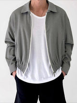 Men's Solid Color Striped Lightweight Long Sleeve Jacket SKUL30328