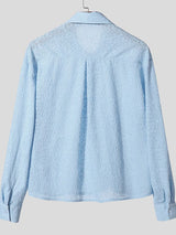 Men's Jacquard Textured Sheer Long Sleeve Shirt SKUL38886