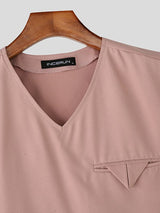 Men's Solid V Neck Vest Two Pieces Outfit SKUL31919