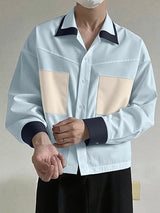 Men's Color Block Long Sleeve Shirt SKUL36481