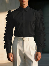 Men's Ruffle Patchwork Long Sleeve Shirt SKUL42560