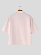 Men's New Chinese Style Horse Graphic Frog Button Cropped Shirt SKUL61179