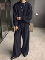 Men's Quiet Luxury Early Autumn Ribbed Knit Two Pieces Outfit SKUL79013