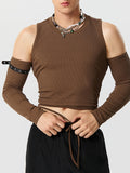 Mens Solid Lace-Up Knit Crop Top SKUK30183