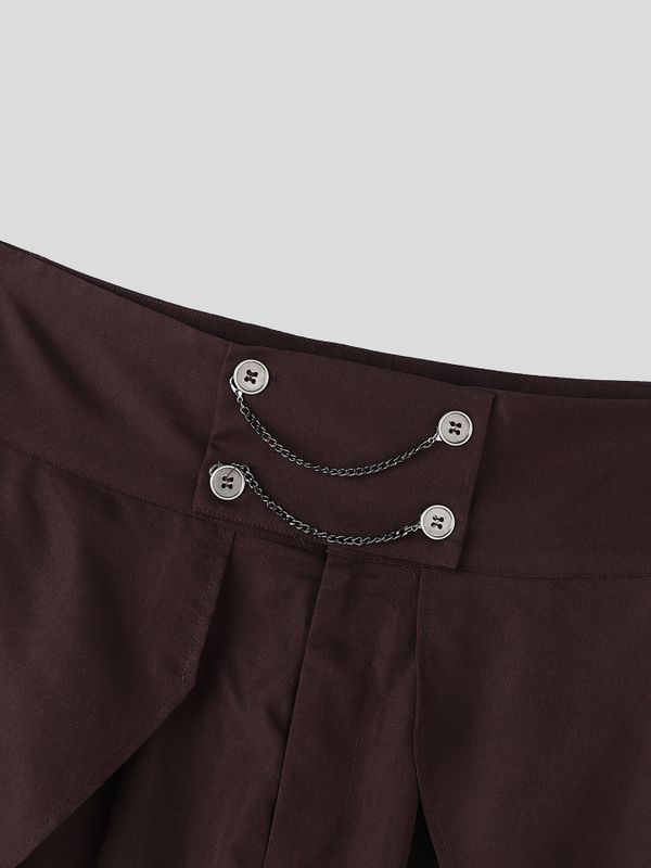 Men's Avant-Garde High-Waisted Double Chain Detail Deconstructed Balloon Pant SKUL63812