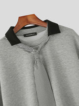 Mens Plaid Tie Contrast Color Short Sleeve T-Shirt SKUL20179