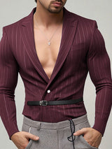 Men's Striped Colorblock Long Sleeve Blazer SKUL27317