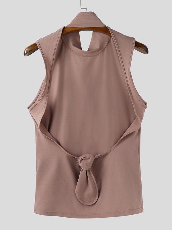 Men's Deconstructed Open Back Lace Up Tank SKUL41252