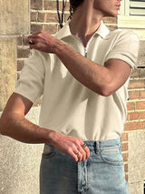 Mens Solid Color Half-Zip Short Sleeve Shirt SKUL02399