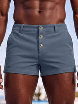 Men's Summer Beach Ribbed Button Fly Short SKUL80348