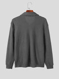 Mens Solid Lapel Zip Design Plush Sweater SKUK41239