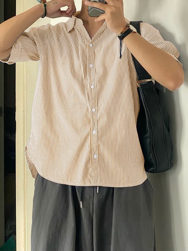 Men's Striped Casual Short Sleeve Shirt SKUL54704