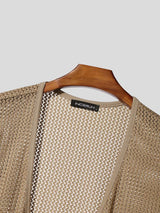 Men's Solid Color Textured Crochet Mesh Waistcoat SKUL55432