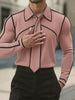 Men's Tie Patchwork Colorblock Texture Long Sleeve Shirt SKUL29721